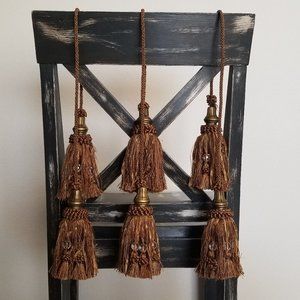 Beautiful Gold & Bronze Curtain and Drapery Tassel Tieback – Set of 3 Tassels